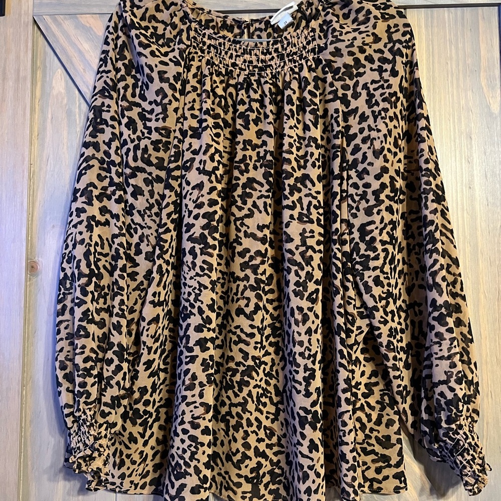 Ava & Viv Brown Animal Print A-Line Skirt